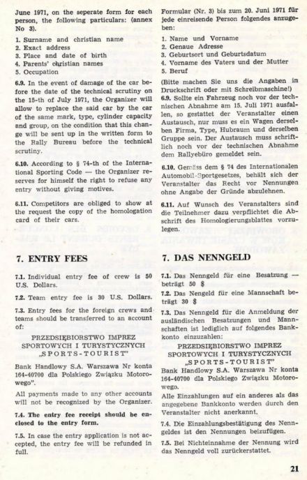 Rajd Polski - 1971r.